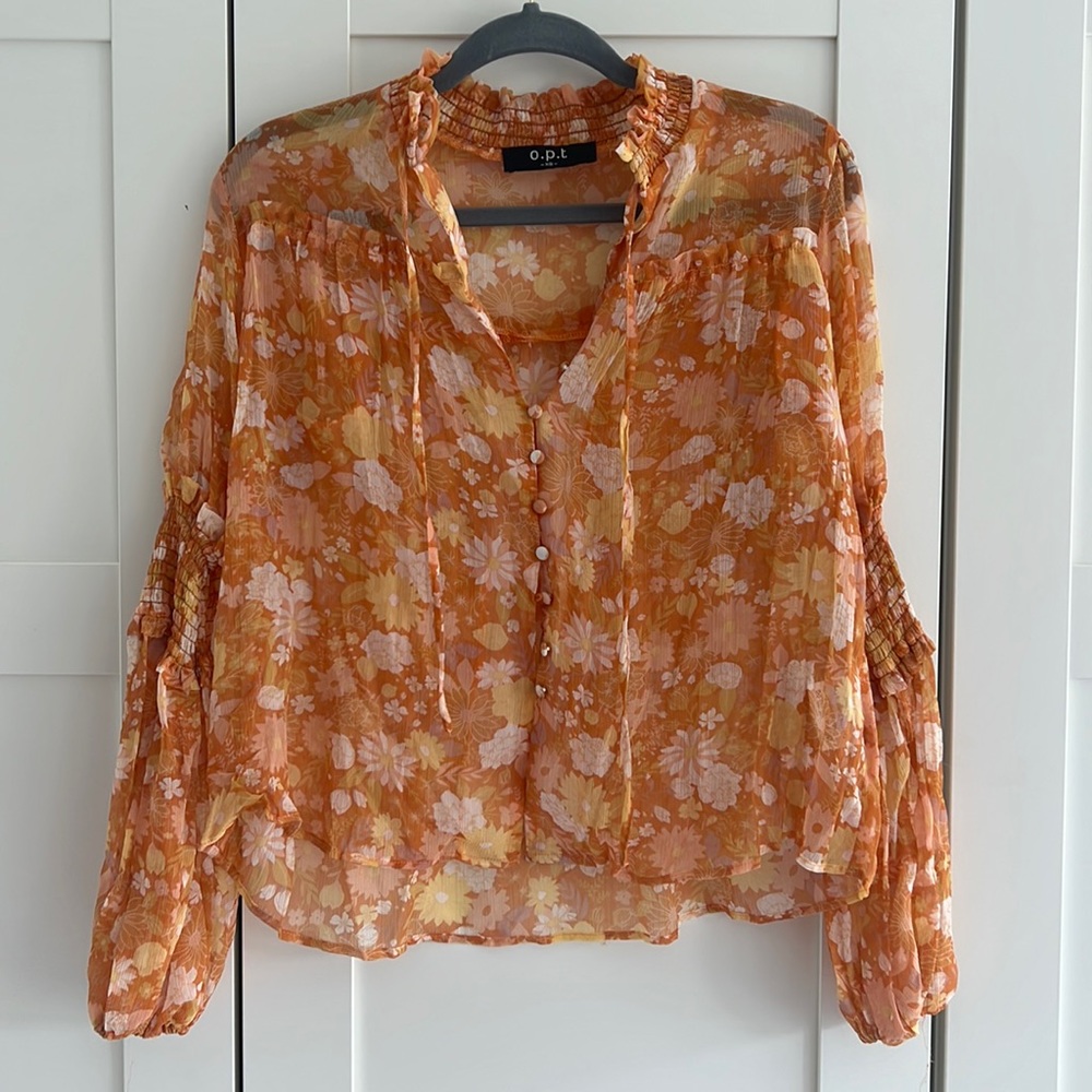 Anthropology button down blouse sheer
